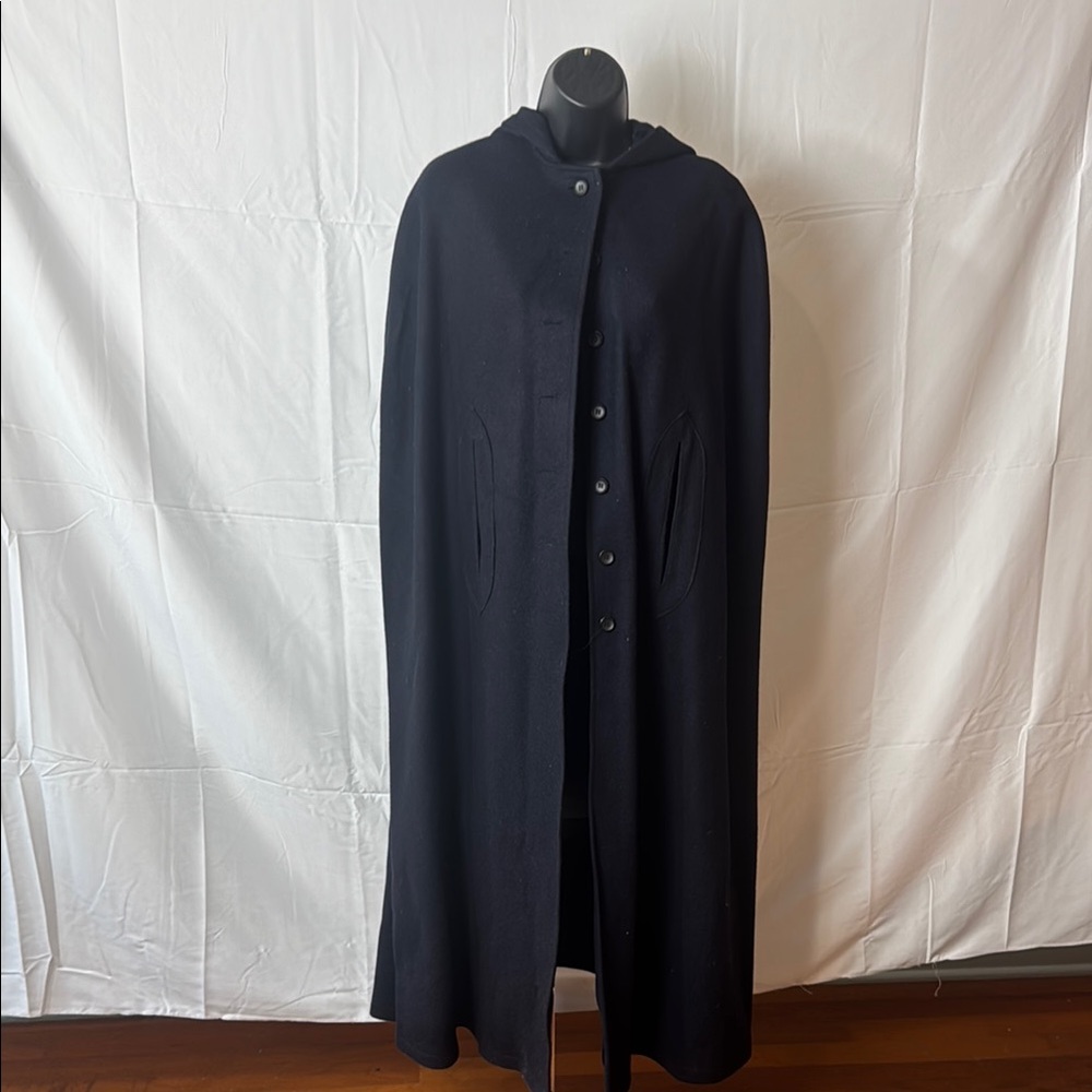 Men's Black Hooded Cape Coat